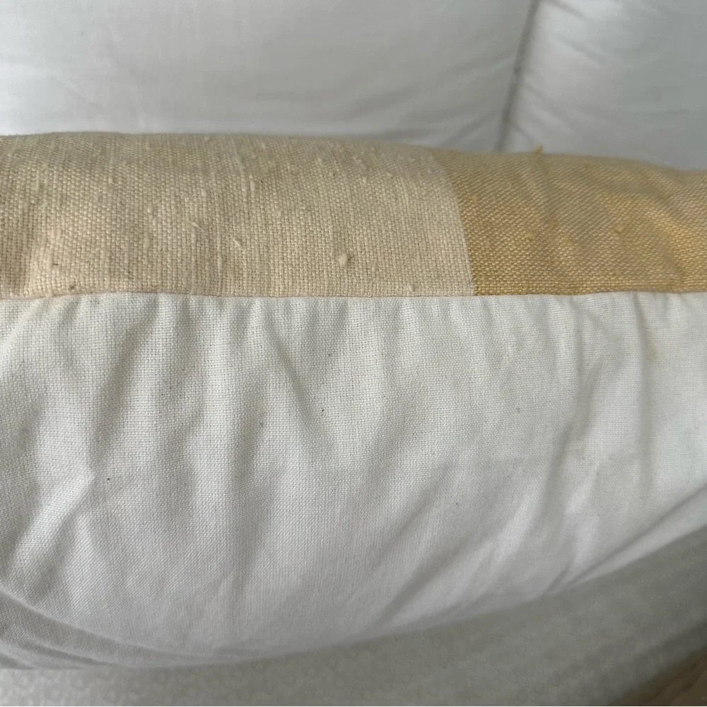 Yellow & White Contrast Linen Throw Pillow- 24 x 24 Threshold - Spring / Summer